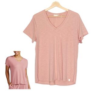 Tasc Top Pink Short Sleeve V-Neck Cotton And Bamboo Blend Size Large